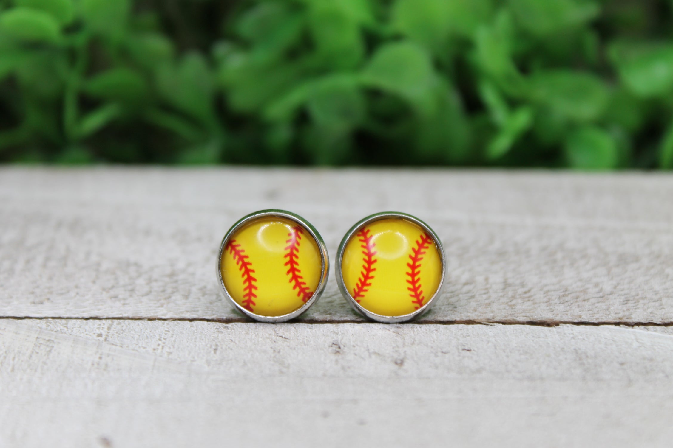 Softball Glass Stud Earrings