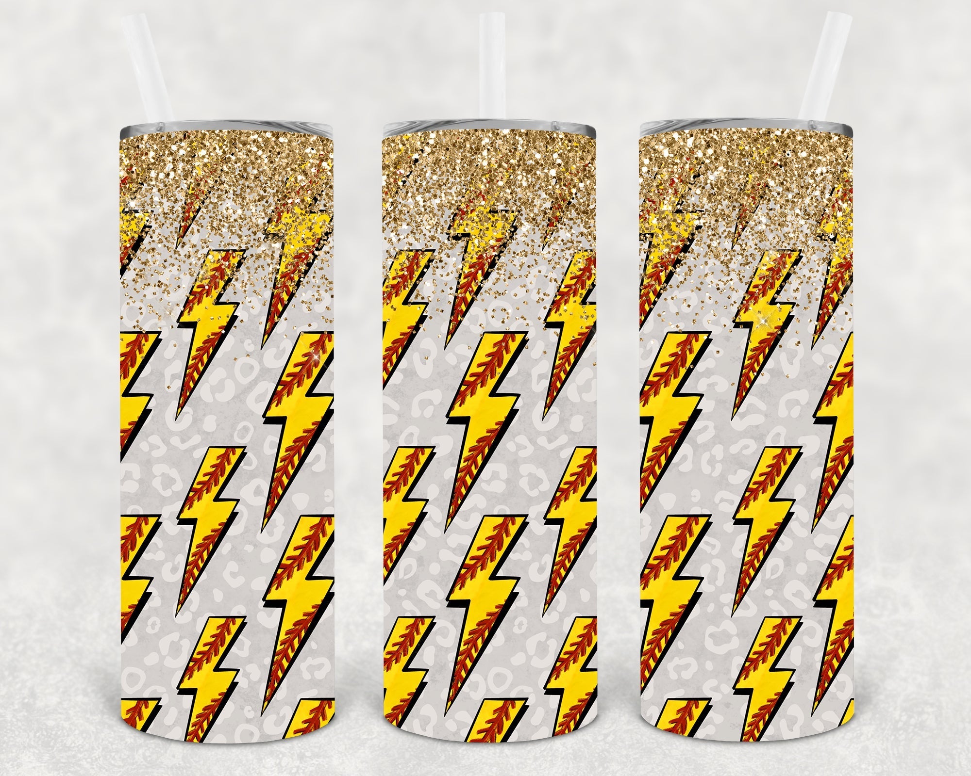 Softball Lightning Bolts 20 oz Skinny Tumbler