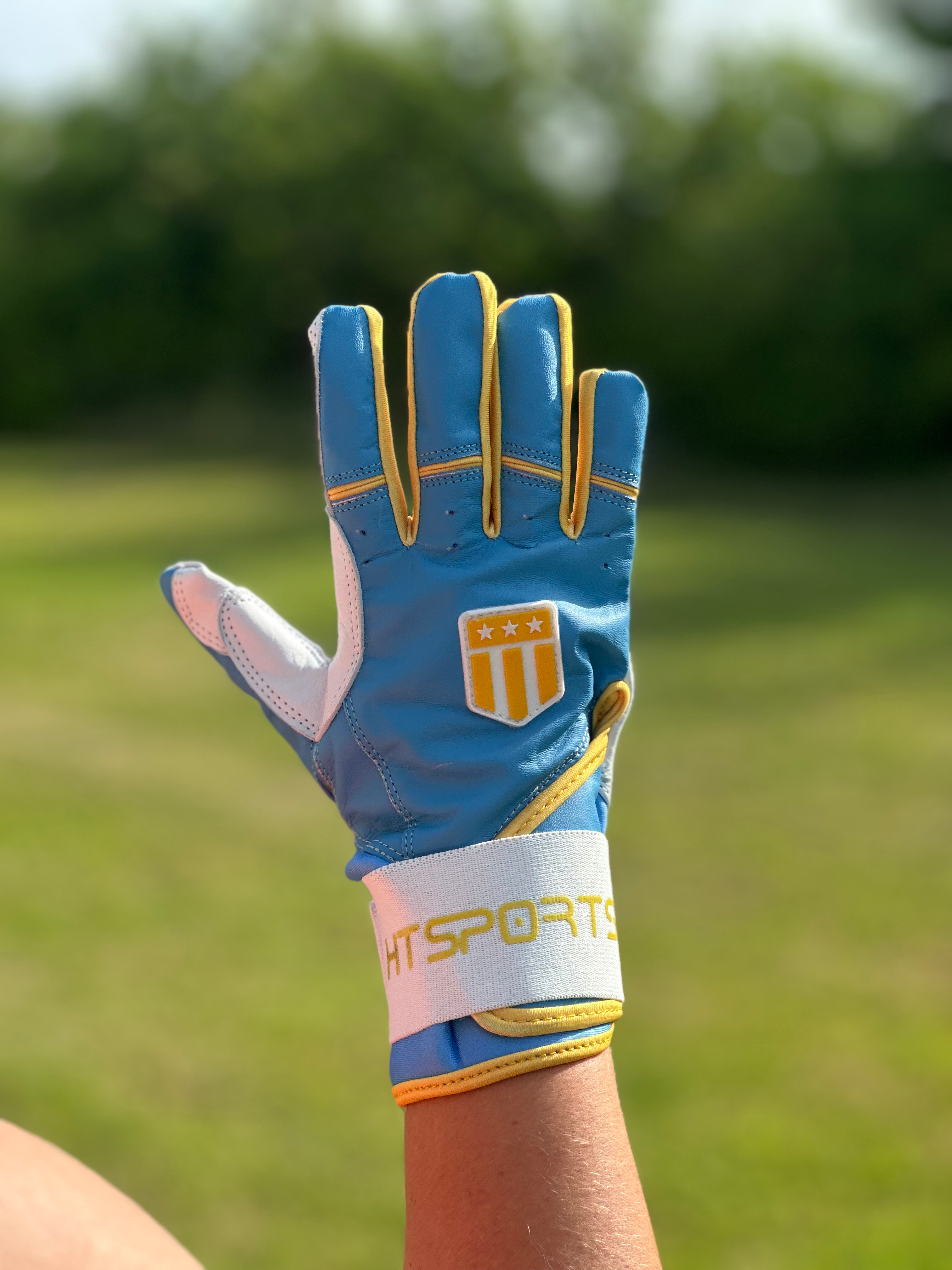 Boston City Long Cuff Light Blue with White Palm Batting Glove-5