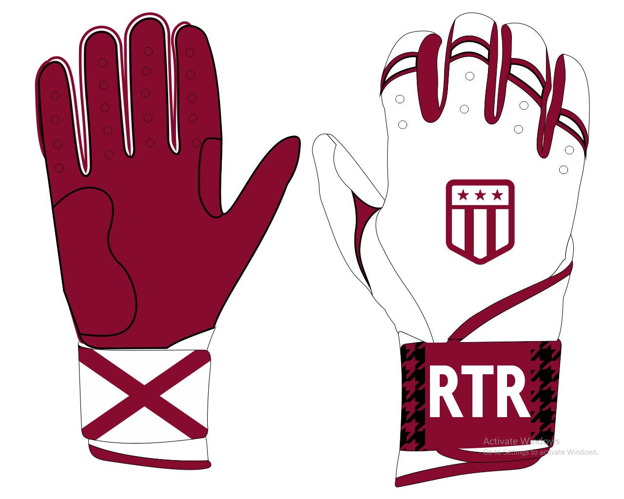 Roll Tide Roll Long Cuff Batting Glove-3