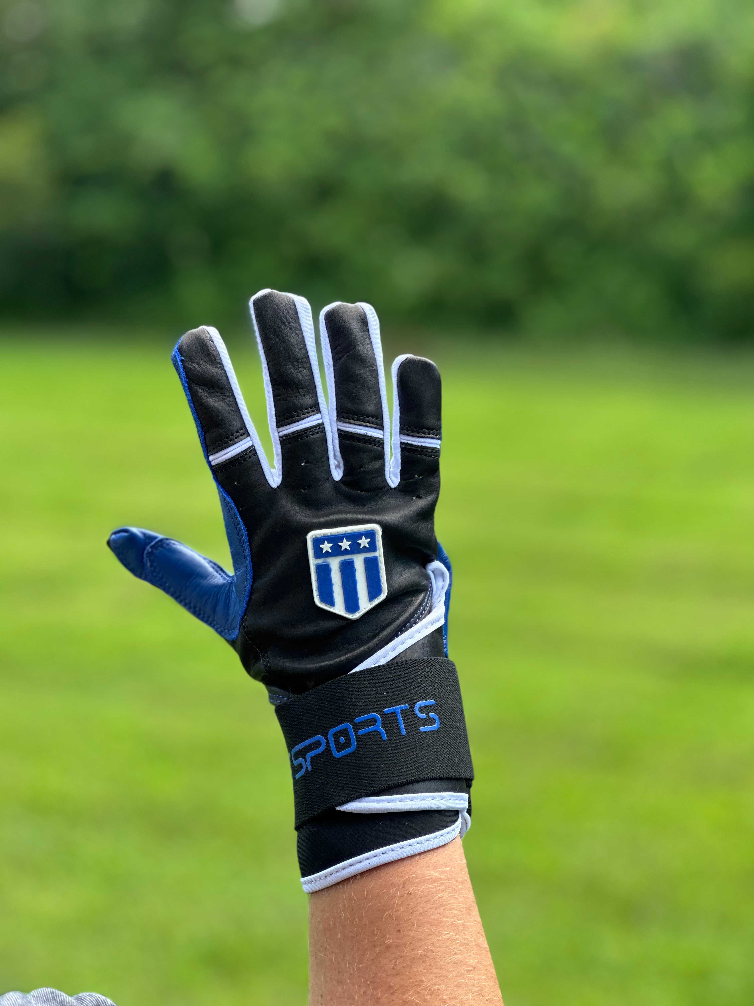 Long cuff Black with a Royal Blue Palm Stock-0