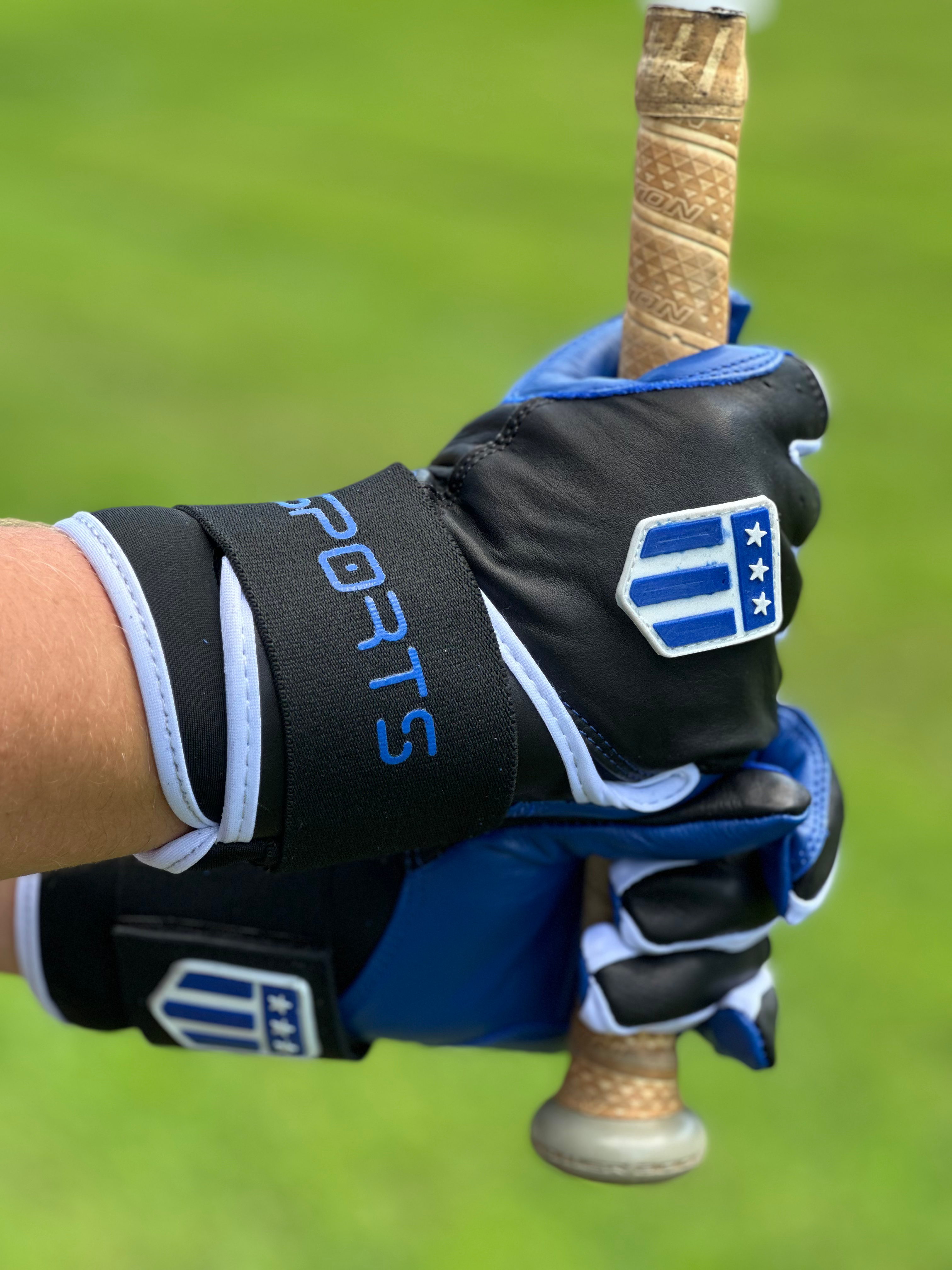 Long cuff Black with a Royal Blue Palm Stock-4