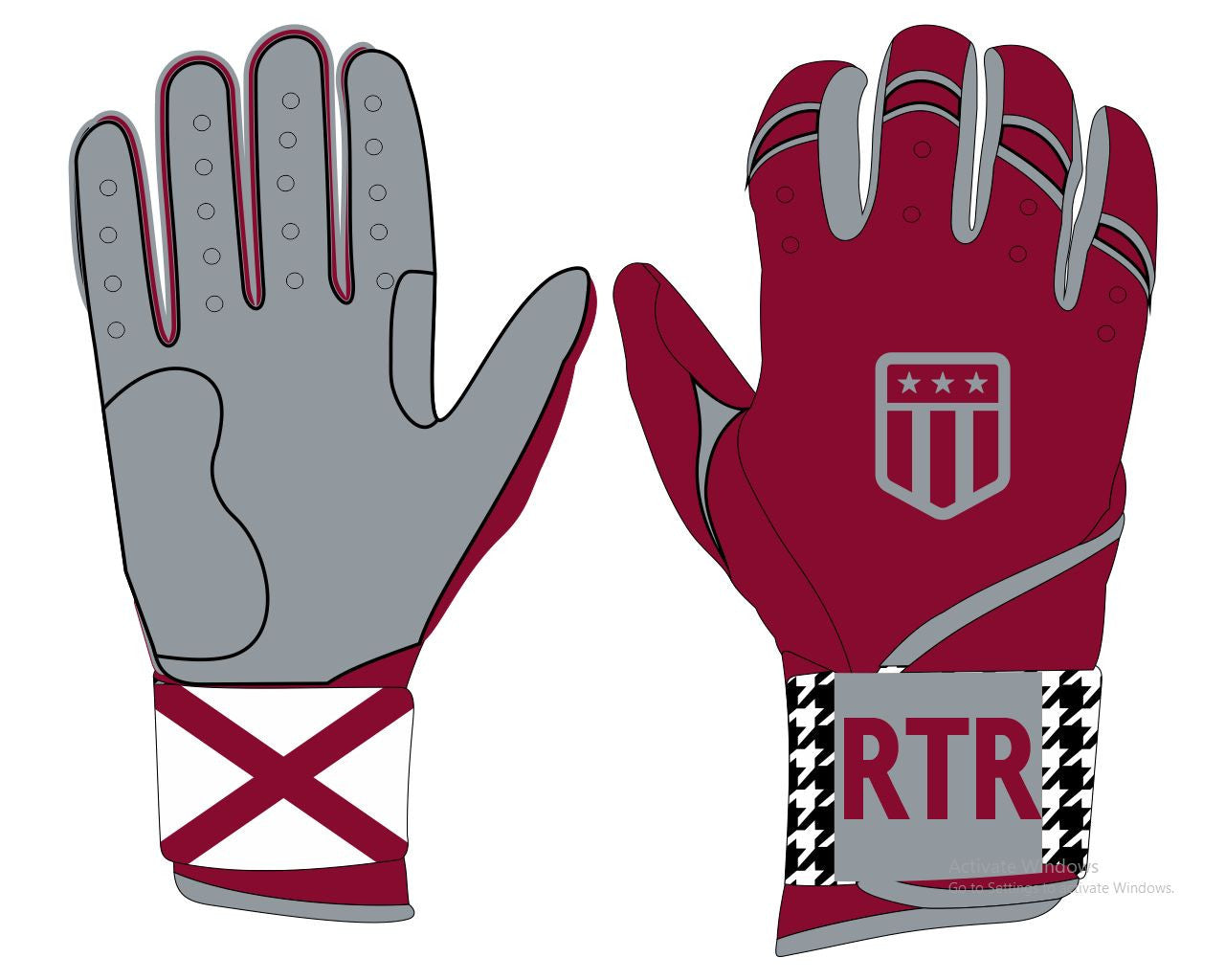 Roll Tide Roll Long Cuff Batting Glove-2
