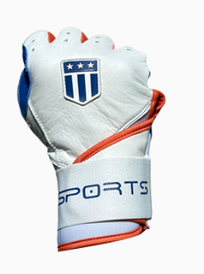 Long cuff White with Royal Blue Palm Stock-3