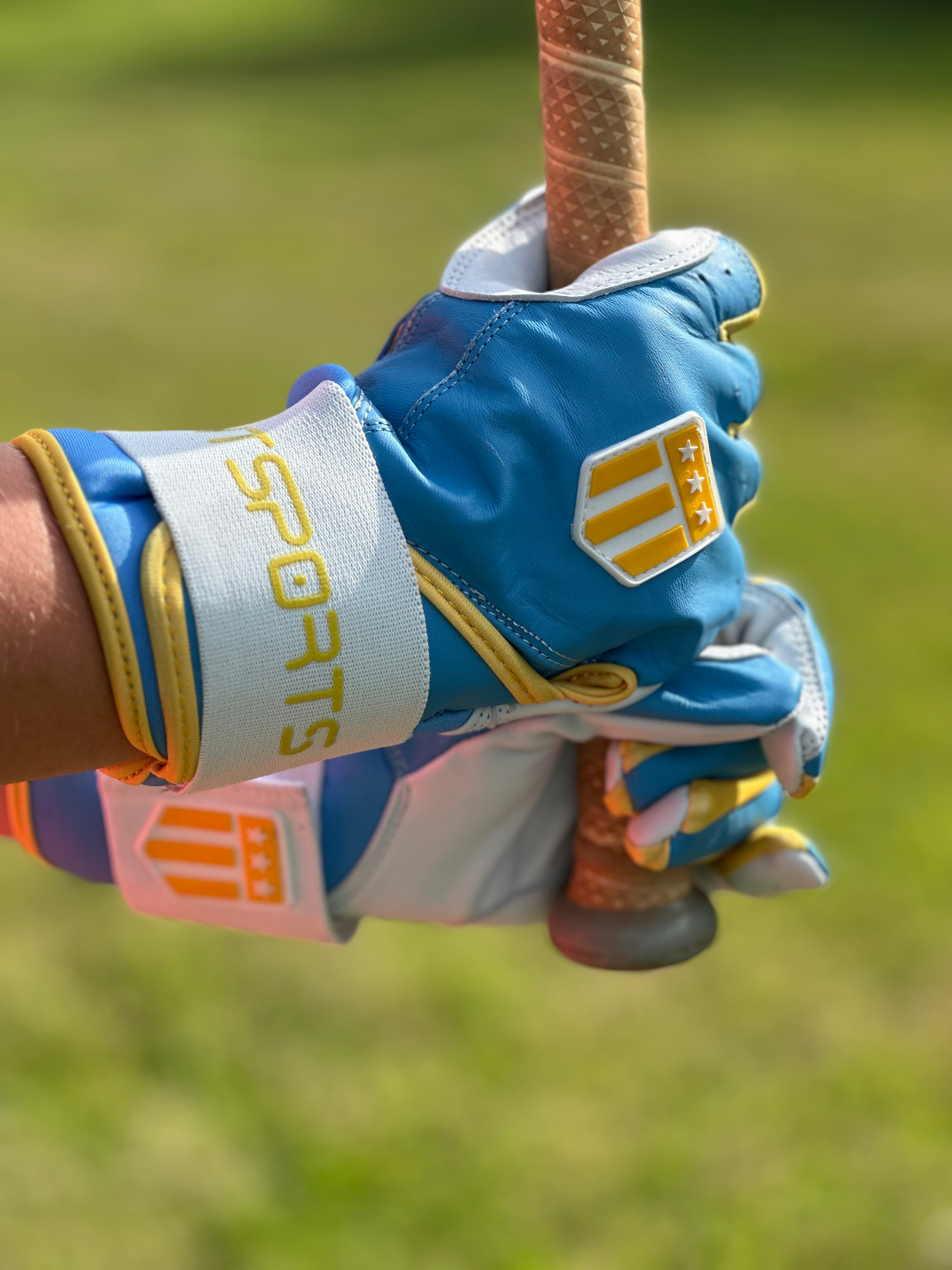 Boston City Long Cuff Light Blue with White Palm Batting Glove-2
