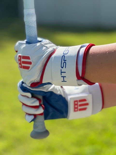 Long cuff White with a Royal Blue Palm Stock-0