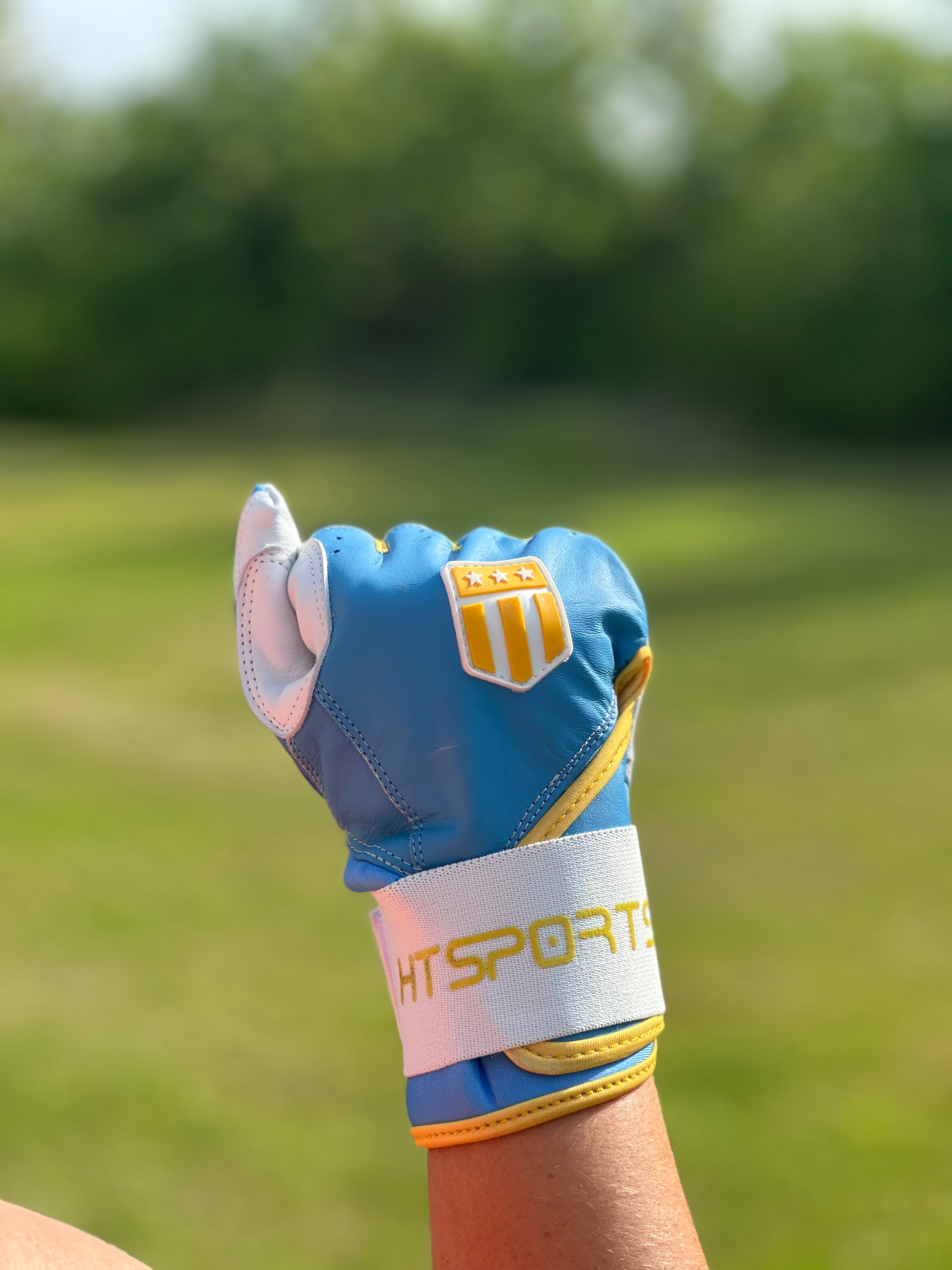 Boston City Long Cuff Light Blue with White Palm Batting Glove-6