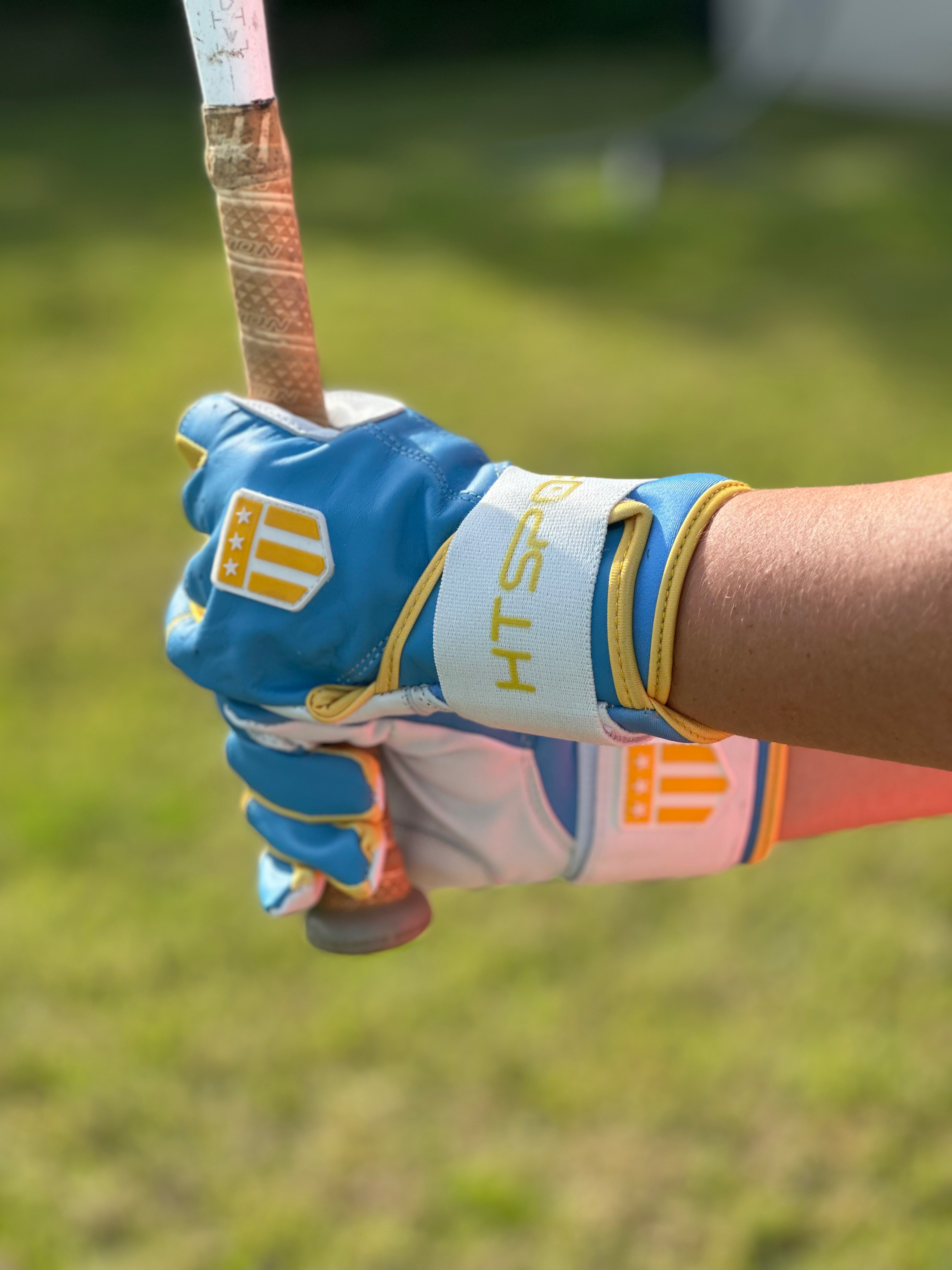 Boston City Long Cuff Light Blue with White Palm Batting Glove-0