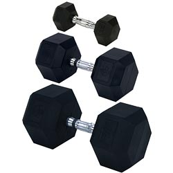 Rubber Encased Solid Hex Dumbbell 20lb-0