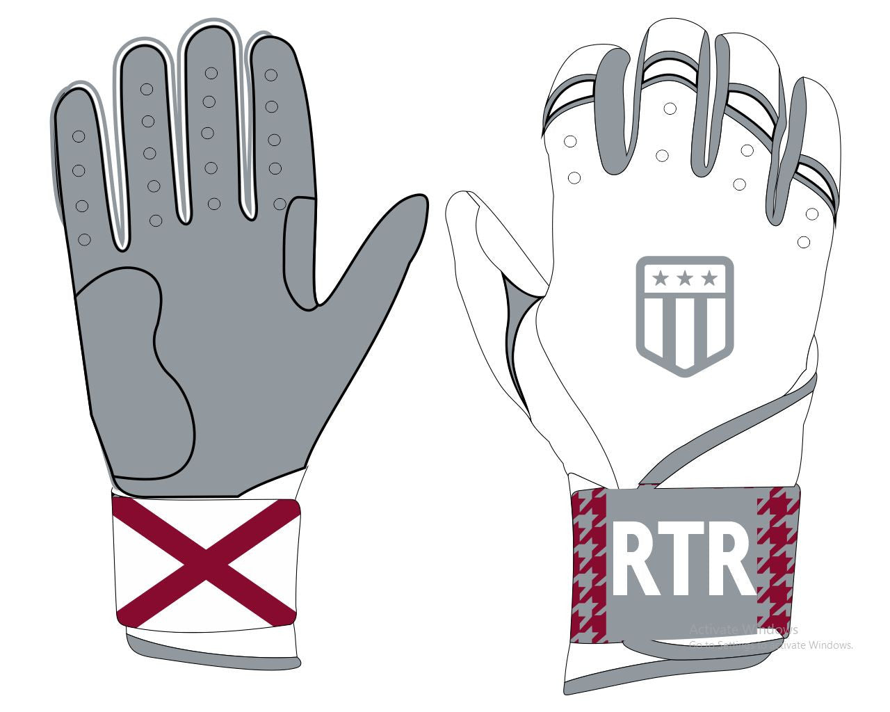 Roll Tide Roll Long Cuff Batting Glove-5