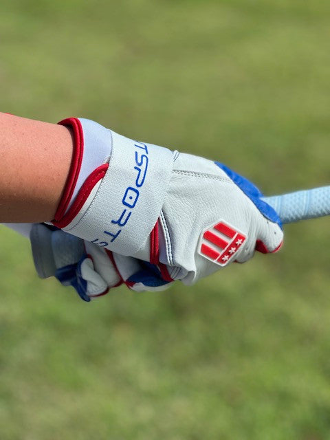 Long cuff White with a Royal Blue Palm Stock-4