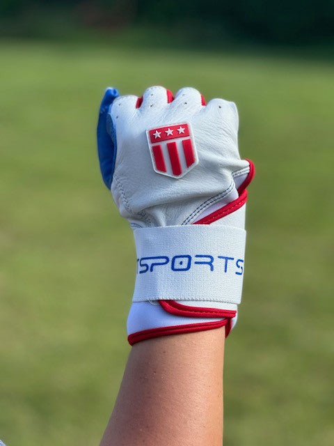 Long cuff White with a Royal Blue Palm Stock-6