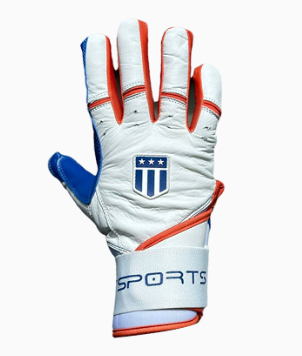 Long cuff White with Royal Blue Palm Stock-1