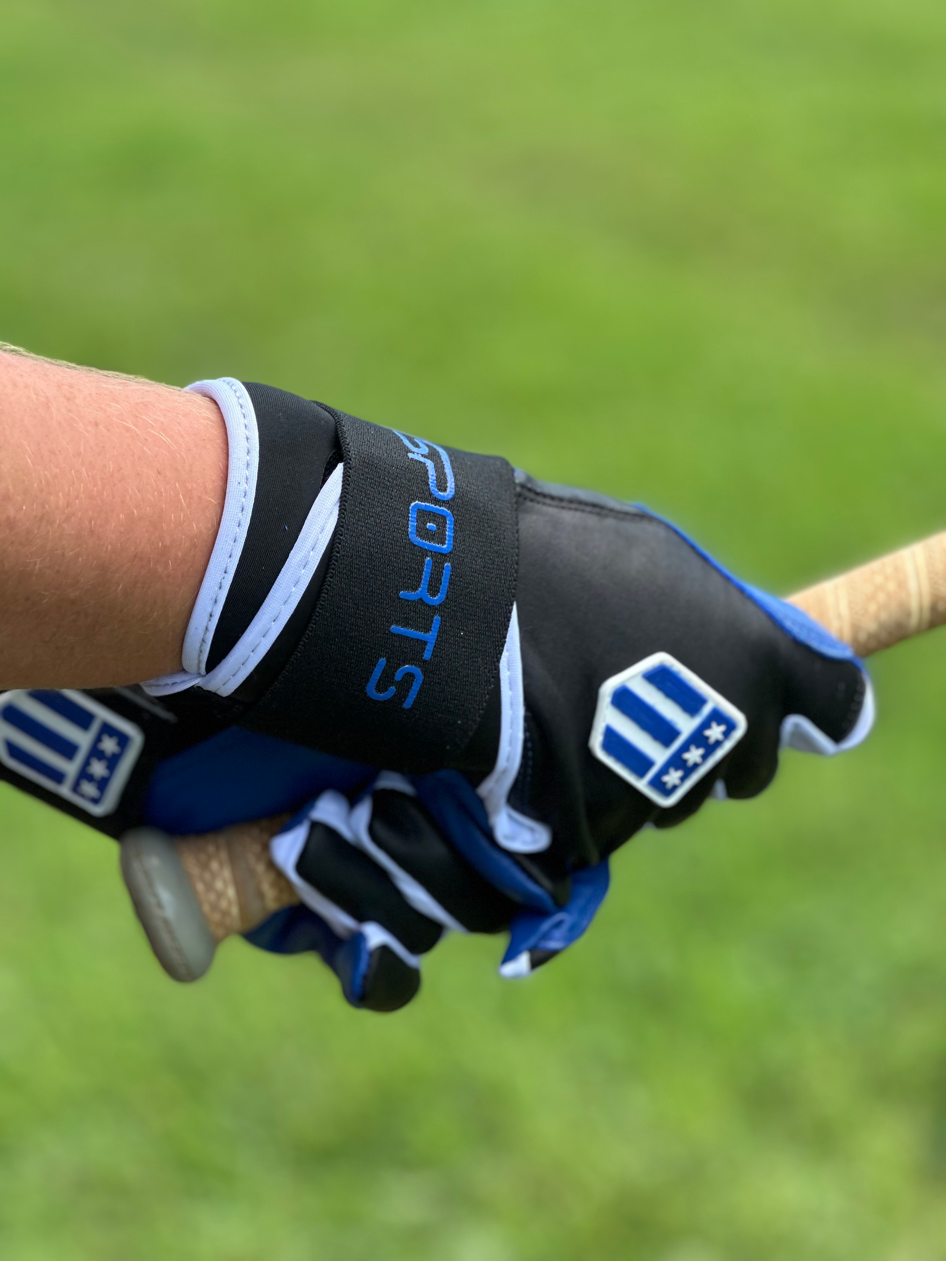 Long cuff Black with a Royal Blue Palm Stock-2