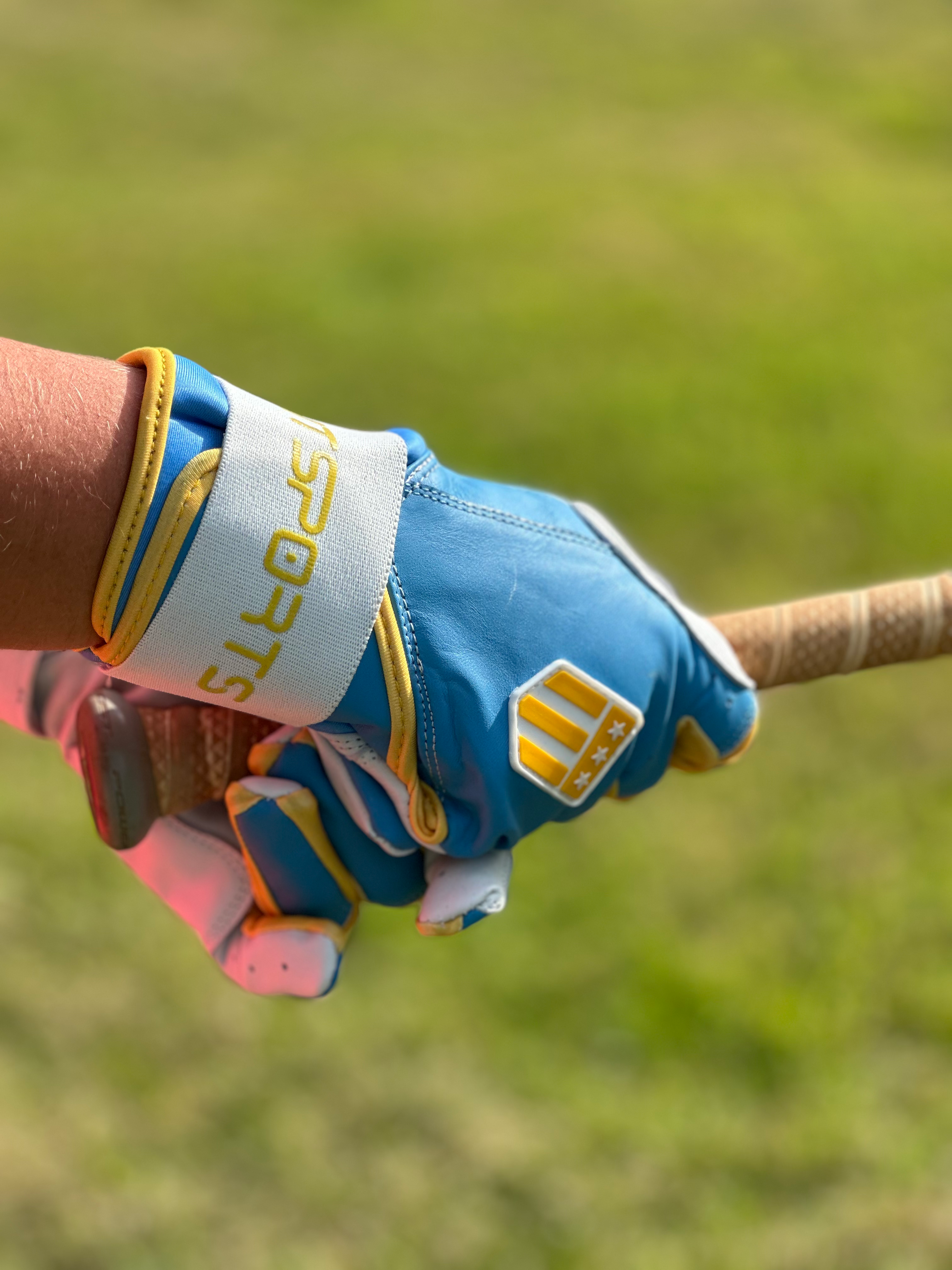 Boston City Long Cuff Light Blue with White Palm Batting Glove-4