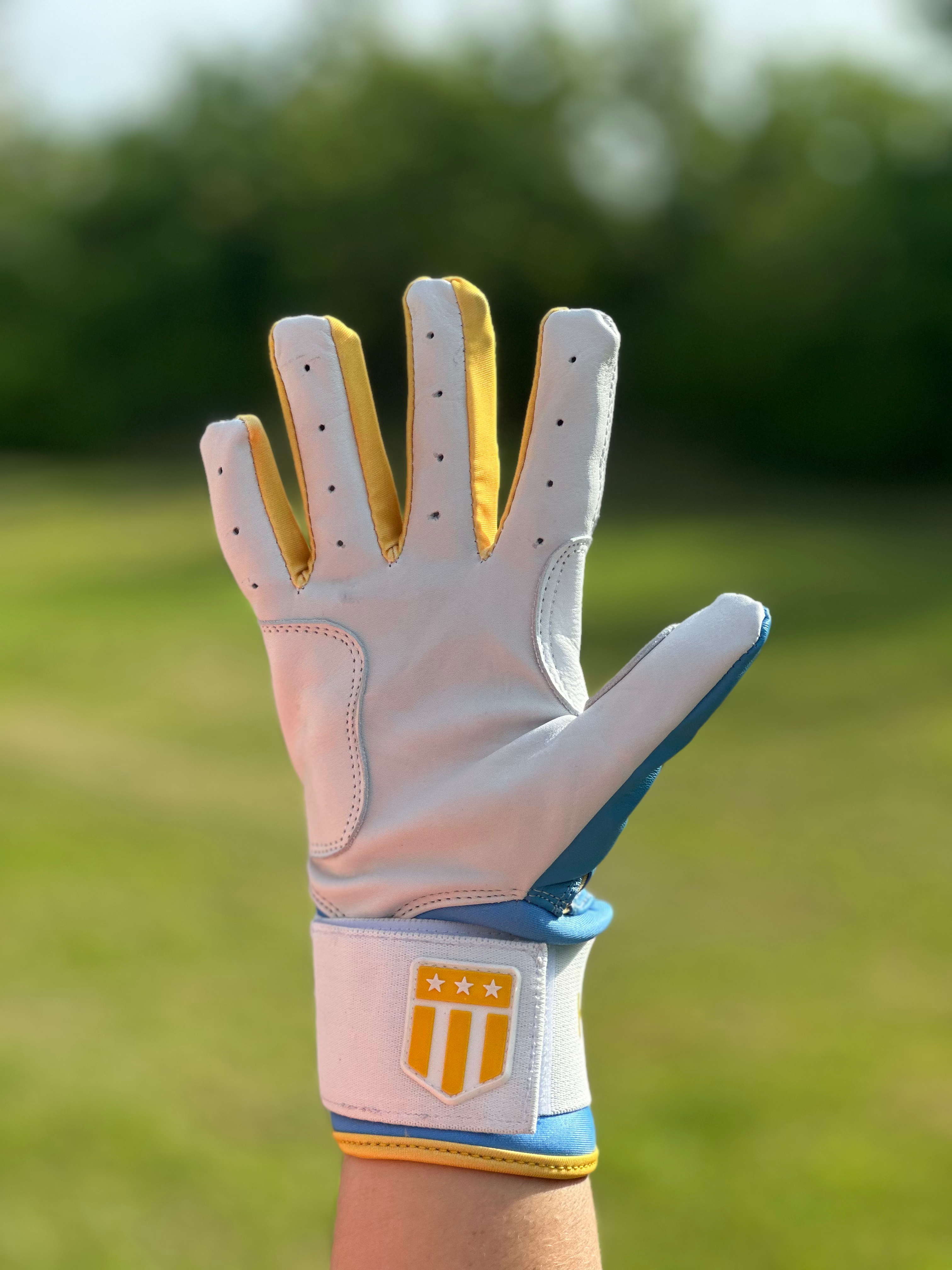 Boston City Long Cuff Light Blue with White Palm Batting Glove-8