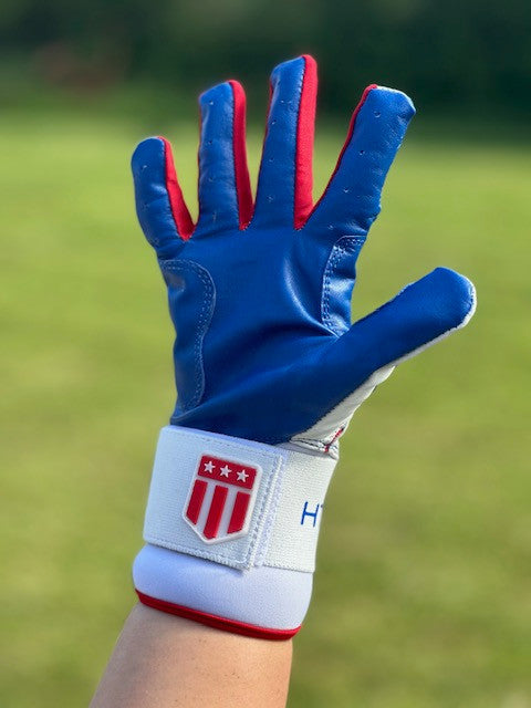 Long cuff White with a Royal Blue Palm Stock-2