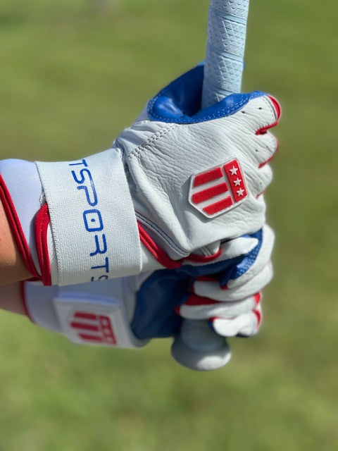 Long cuff White with a Royal Blue Palm Stock-3