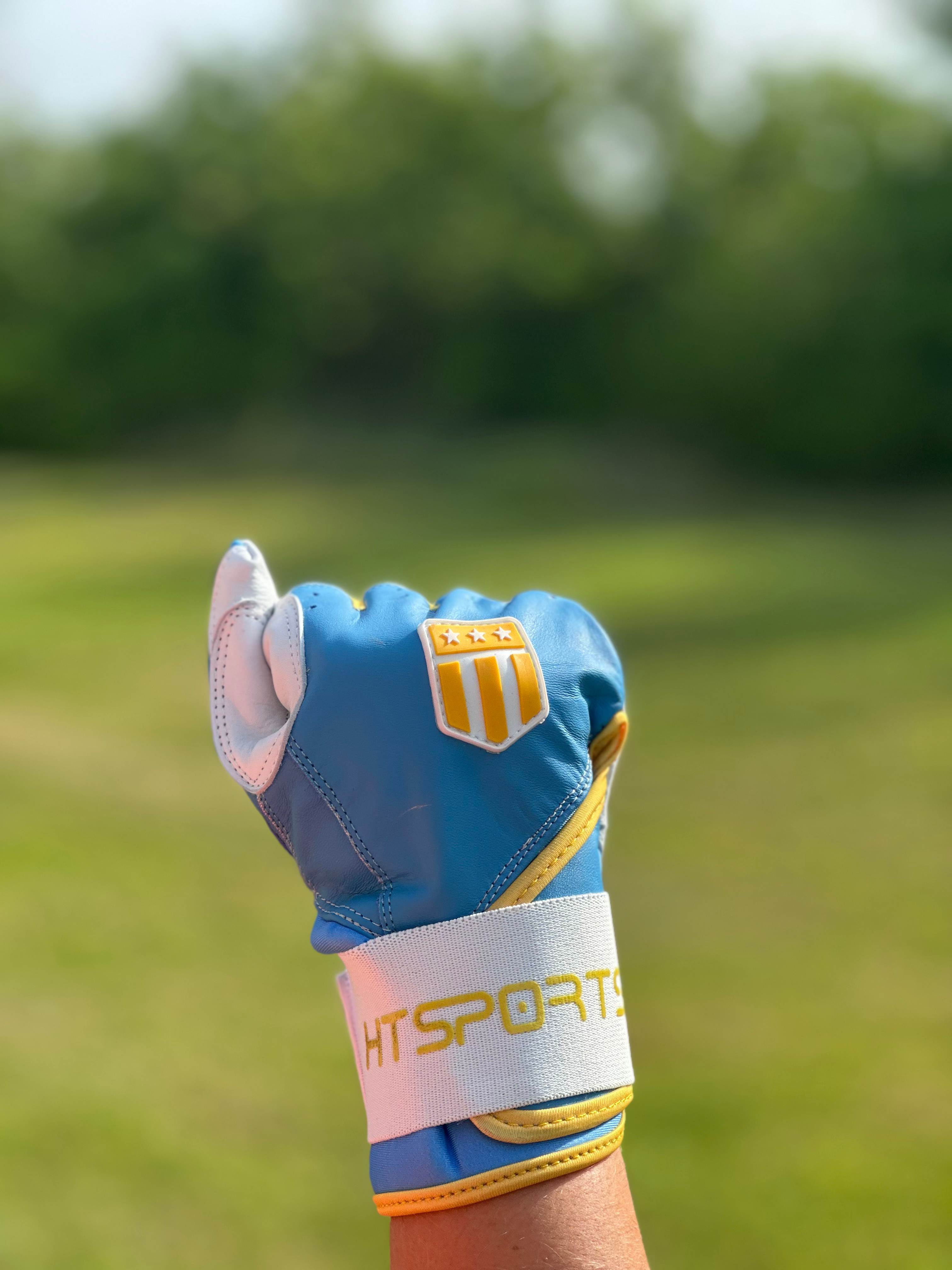 Boston City Long Cuff Light Blue with White Palm Batting Glove-3