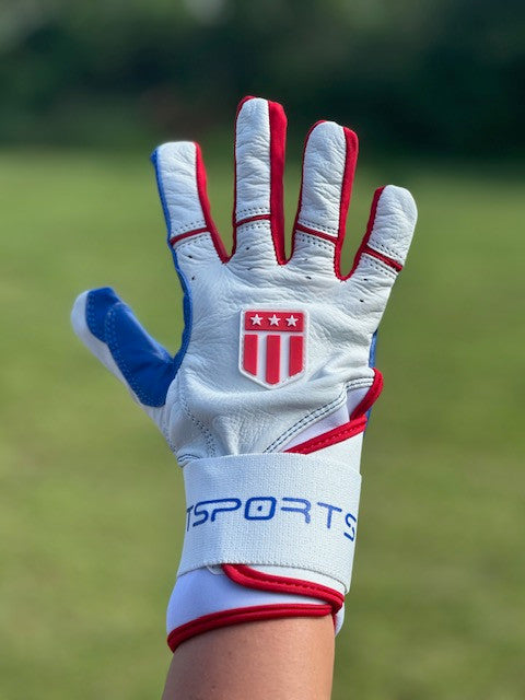 Long cuff White with a Royal Blue Palm Stock-5